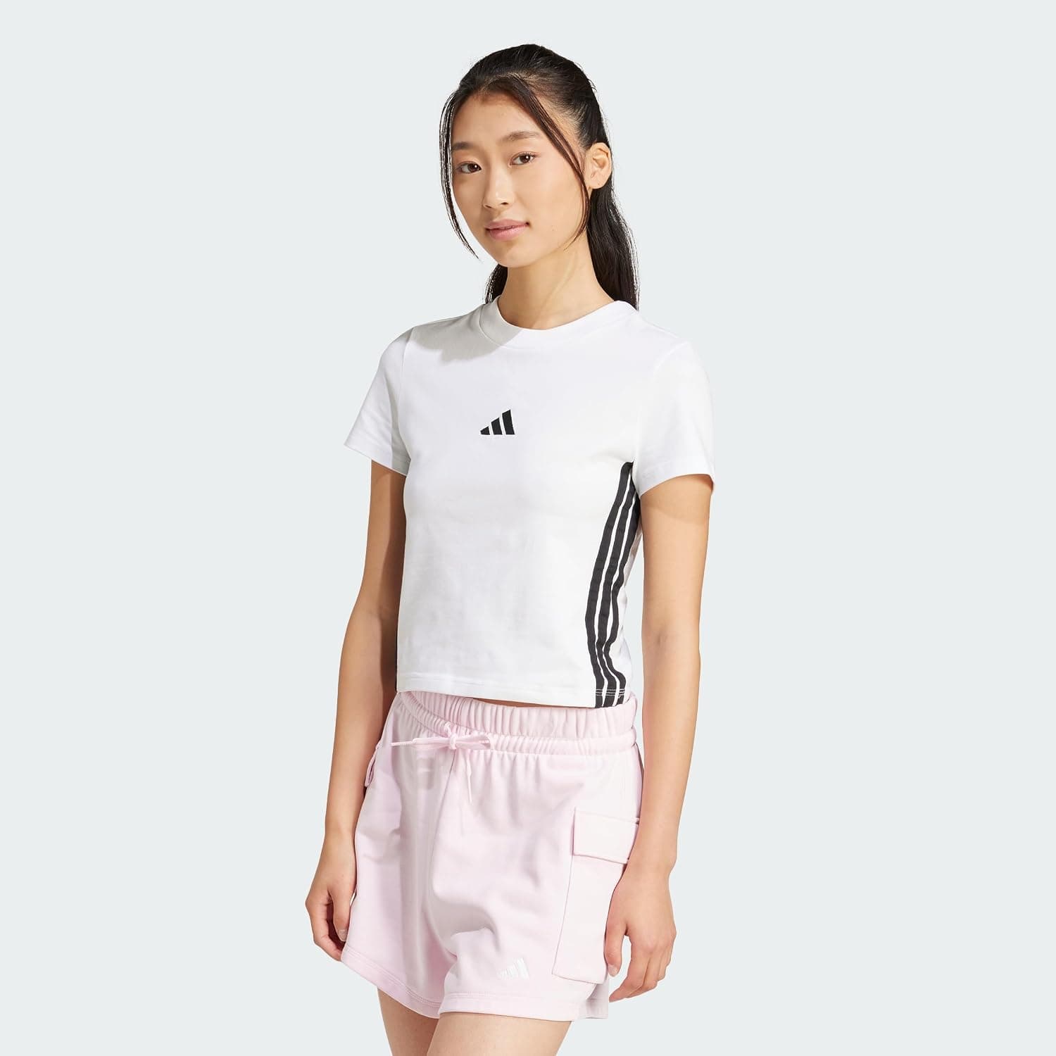 تیشرت زنانه adidas Essentials 3-Stripes اسلیم بیبی فیت تیشرت زنانه adidas Essentials 3-Stripes اسلیم بیبی فیت