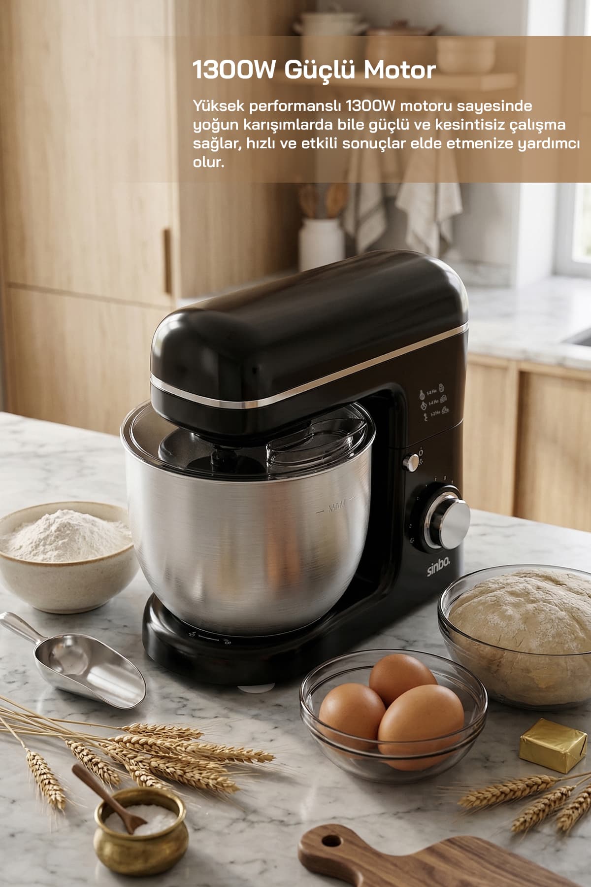 میکسر ایستاده Sinbo با کاسه فولادی 5L و توان 1300W مدل SMX-2771 میکسر ایستاده Sinbo با کاسه فولادی 5L و توان 1300W مدل SMX-2771