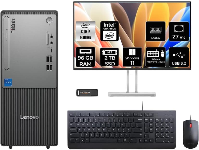 کامپیوتر Lenovo ThinkCentre Neo 50T G5 i7 14700 96GB 2TB SSD W11H + مانیتور 27 کامپیوتر Lenovo ThinkCentre Neo 50T G5 i7 14700 96GB 2TB SSD W11H + مانیتور 27