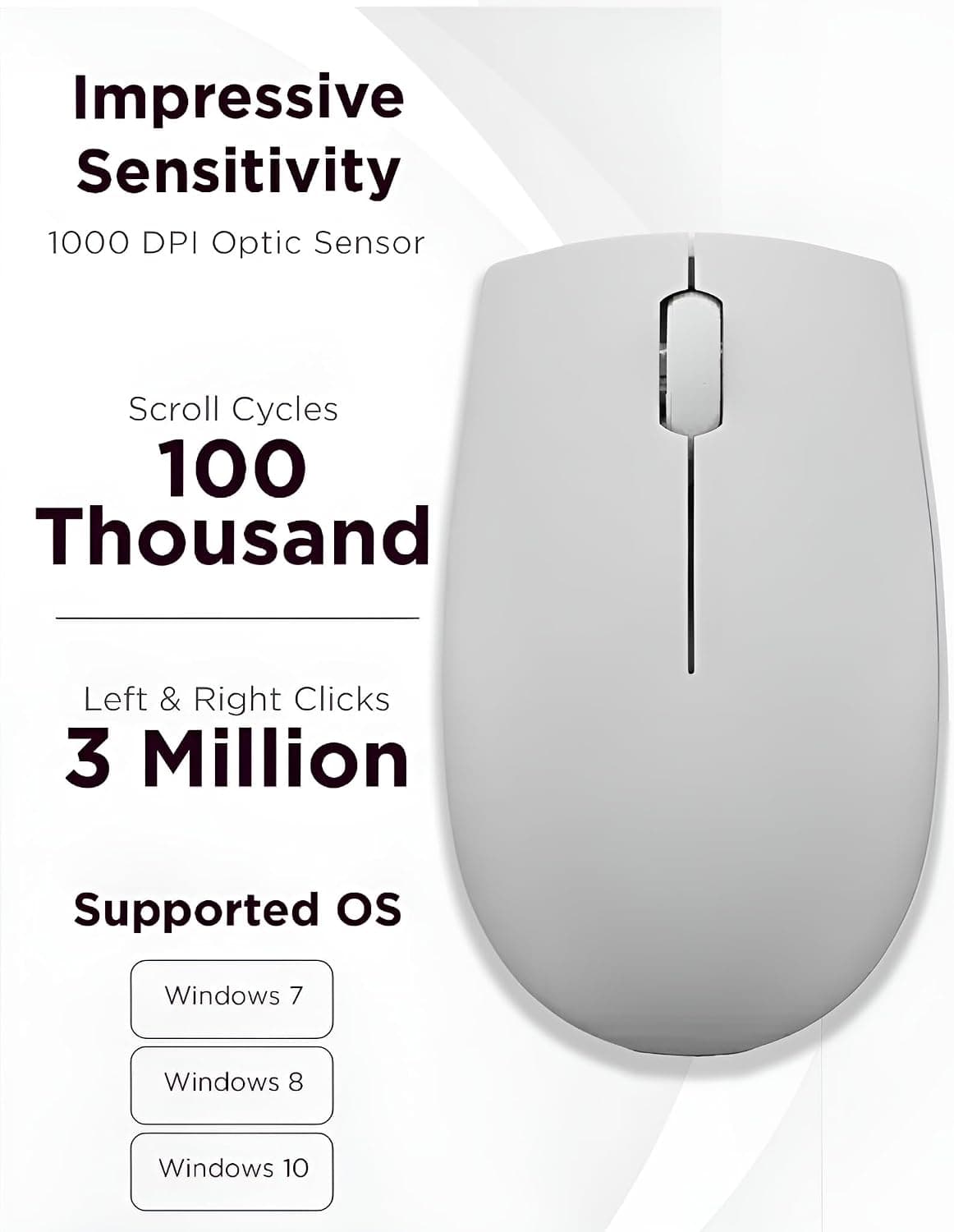 ماوس بیسیم Lenovo کامپکت خاکستری آرکتیک مدل 300 ماوس بیسیم Lenovo کامپکت خاکستری آرکتیک مدل 300