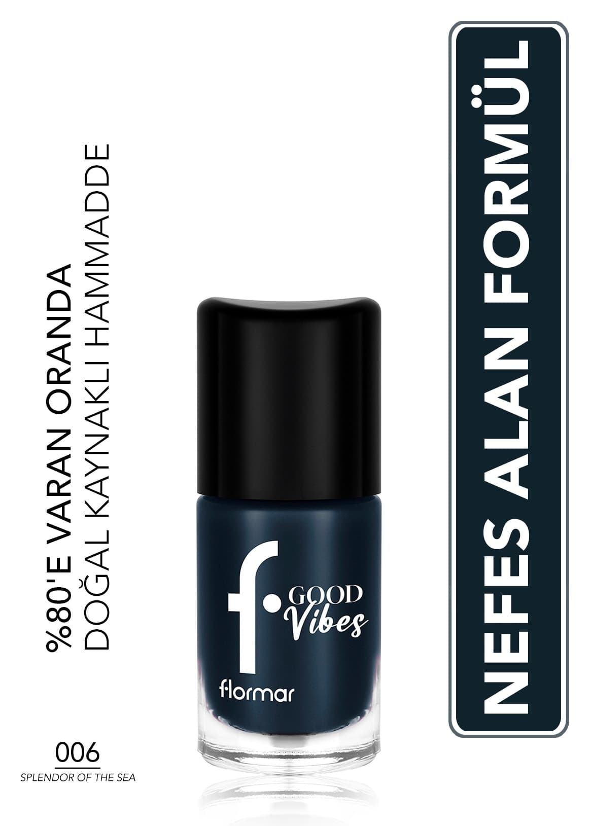 لاک ناخن Flormar Good Vibes با پیگمنت بالا، پایان براق و تنفسپذیر لاک ناخن Flormar Good Vibes با پیگمنت بالا، پایان براق و تنفسپذیر