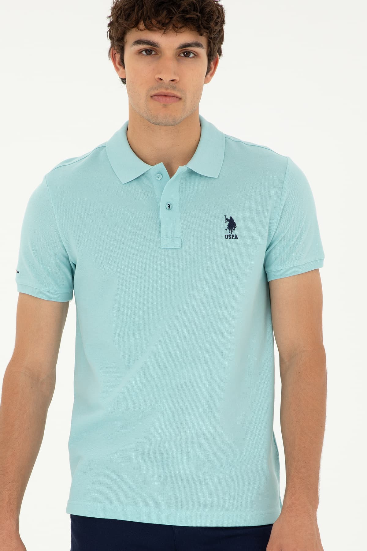 تیشرت مردانه U.S. Polo Assn. فیت اسلیم یقه پولو سبز آبی مدل 50279613-VR083 تیشرت مردانه U.S. Polo Assn. فیت اسلیم یقه پولو سبز آبی مدل 50279613-VR083