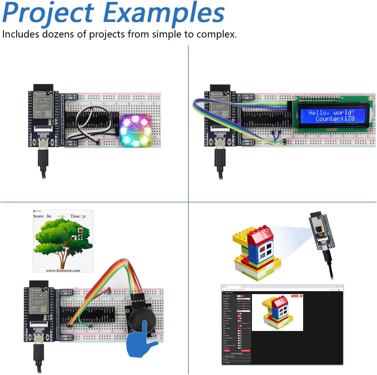 کیت آموزشی FREENOVE برای ESP32-WROVER، سازگار با Arduino IDE، دوربین بیسیم داخلی، آموزش 814 صفحهای، 240 قطعه و 127 پروژه کیت آموزشی FREENOVE برای ESP32-WROVER، سازگار با Arduino IDE، دوربین بیسیم داخلی، آموزش 814 صفحهای، 240 قطعه و 127 پروژه