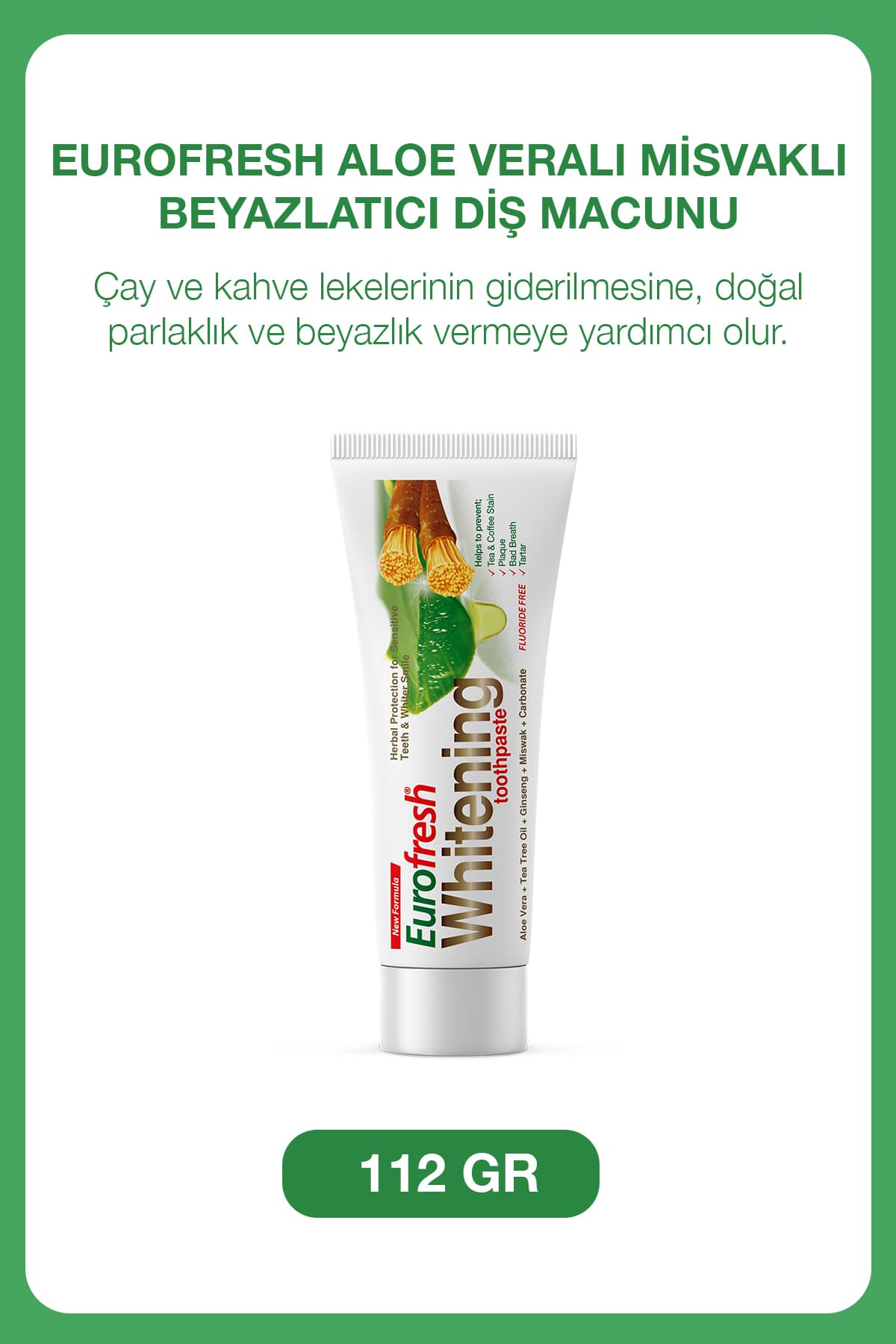 خمیر دندان سفیدکننده Farmasi Eurofresh با میسواک و آلوئه ورا لکه چای و قهوه 112 g خمیر دندان سفیدکننده Farmasi Eurofresh با میسواک و آلوئه ورا لکه چای و قهوه 112 g