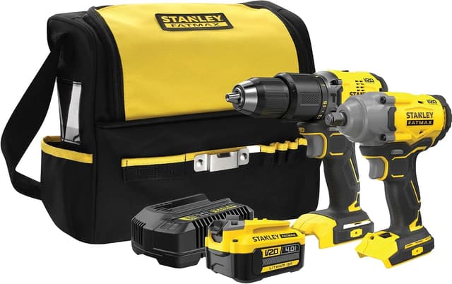ست ابزار Stanley Fatmax بدون جاروبک با باتری 4Ah و شارژر 2A مدل SFMCK217M1S-QW ست ابزار Stanley Fatmax بدون جاروبک با باتری 4Ah و شارژر 2A مدل SFMCK217M1S-QW