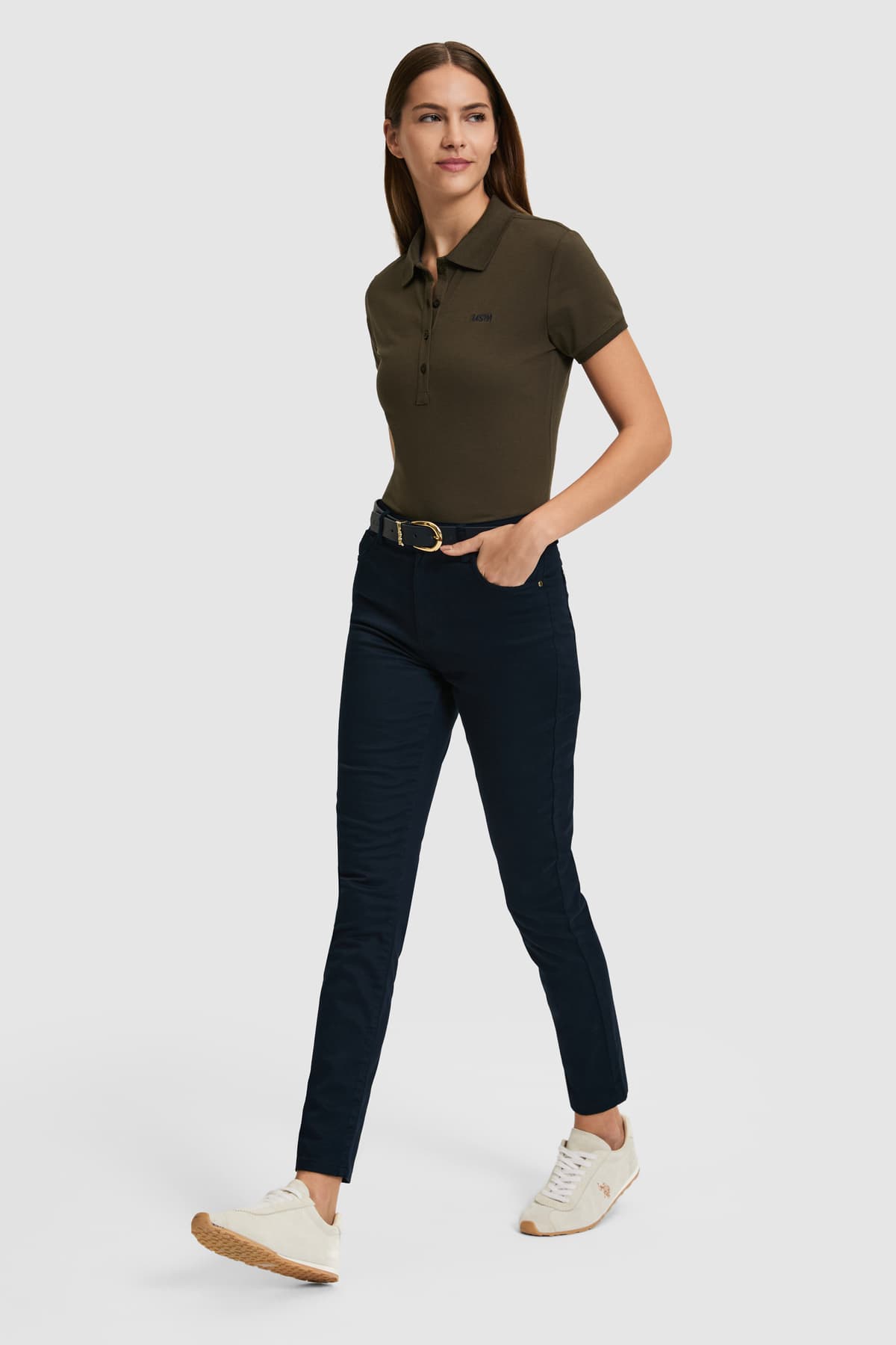 تیشرت زنانه U.S. Polo Assn. ساده سبز زیتونی تیره مدل 50323461-VR111 تیشرت زنانه U.S. Polo Assn. ساده سبز زیتونی تیره مدل 50323461-VR111