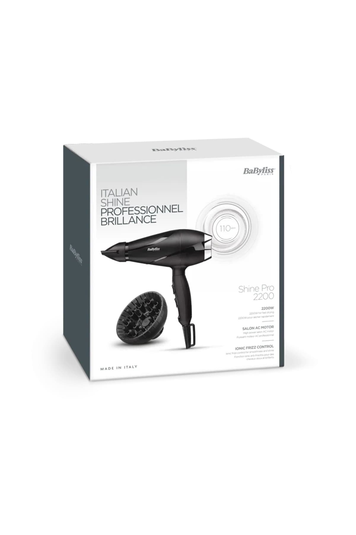 سشوار Babyliss Shine Pro با موتور AC ایتالیایی، سری متمرکزکننده و دیفیوزر مشکی مدل 6713DE سشوار Babyliss Shine Pro با موتور AC ایتالیایی، سری متمرکزکننده و دیفیوزر مشکی مدل 6713DE