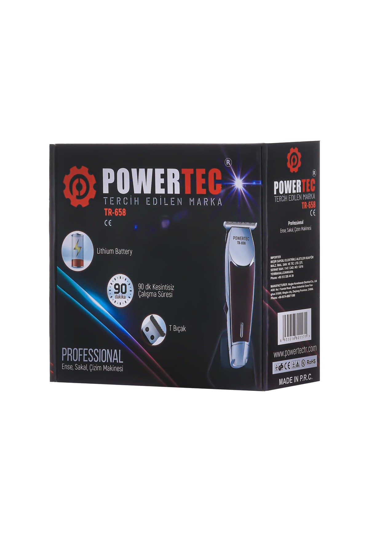 ماشین اصلاح شارژی Powertec برای اصلاح ریش، پشت گردن و مو مدل TR-658 ماشین اصلاح شارژی Powertec برای اصلاح ریش، پشت گردن و مو مدل TR-658