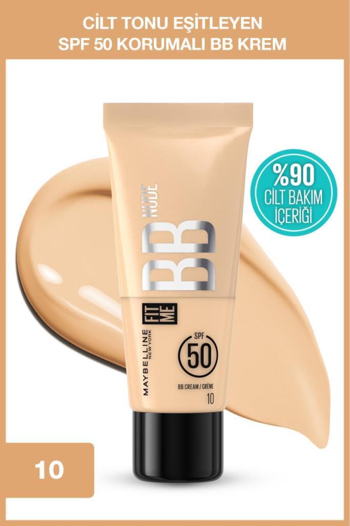 کرم BB Maybelline New York Fit Me مرطوبکننده با اثر مراقبت از پوست SPF50 رنگ نود مدل 10 کرم BB Maybelline New York Fit Me مرطوبکننده با اثر مراقبت از پوست SPF50 رنگ نود مدل 10