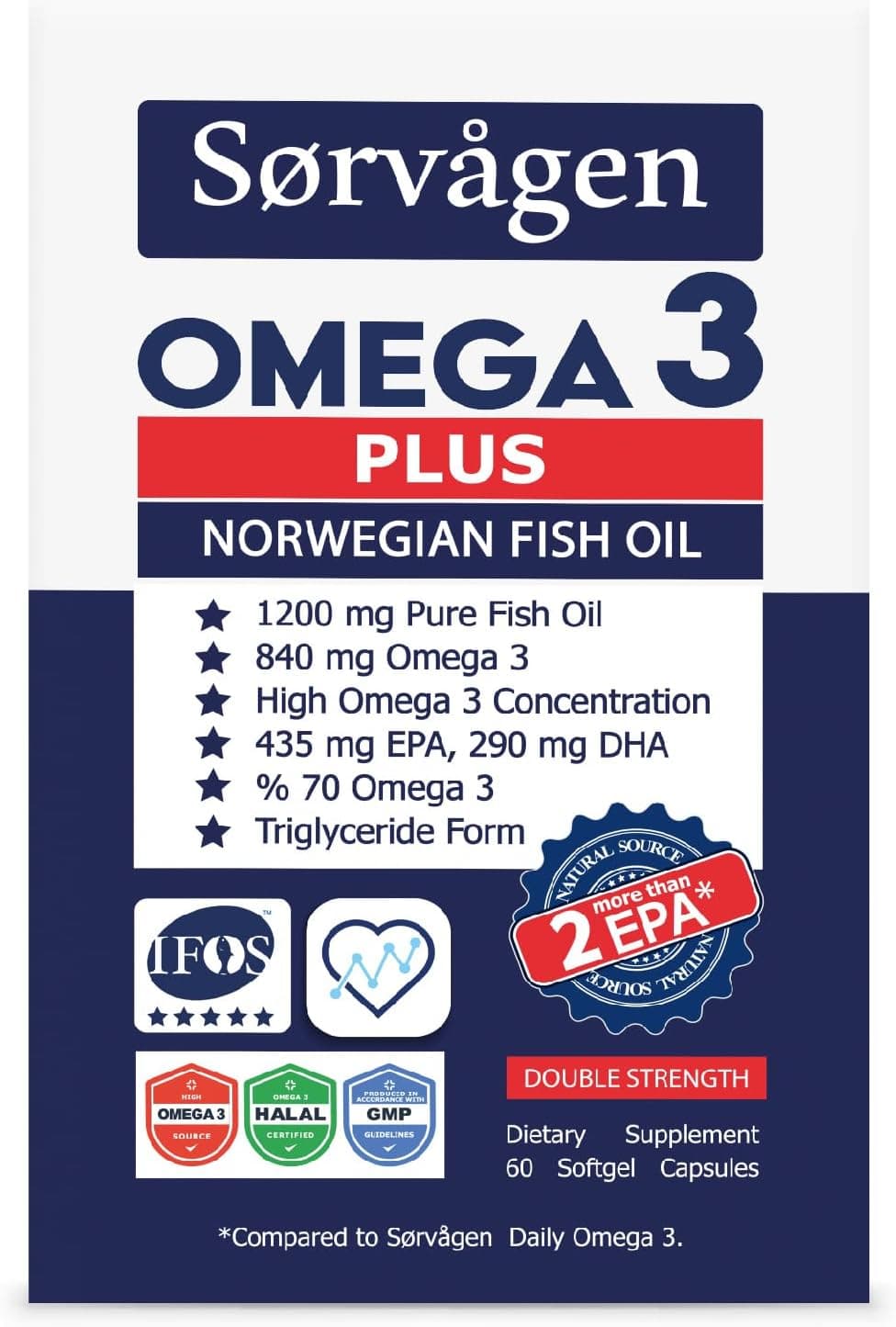 روغن ماهی Sorvagen Omega3 Plus 1200mg مدل 60 کپسولی روغن ماهی Sorvagen Omega3 Plus 1200mg مدل 60 کپسولی
