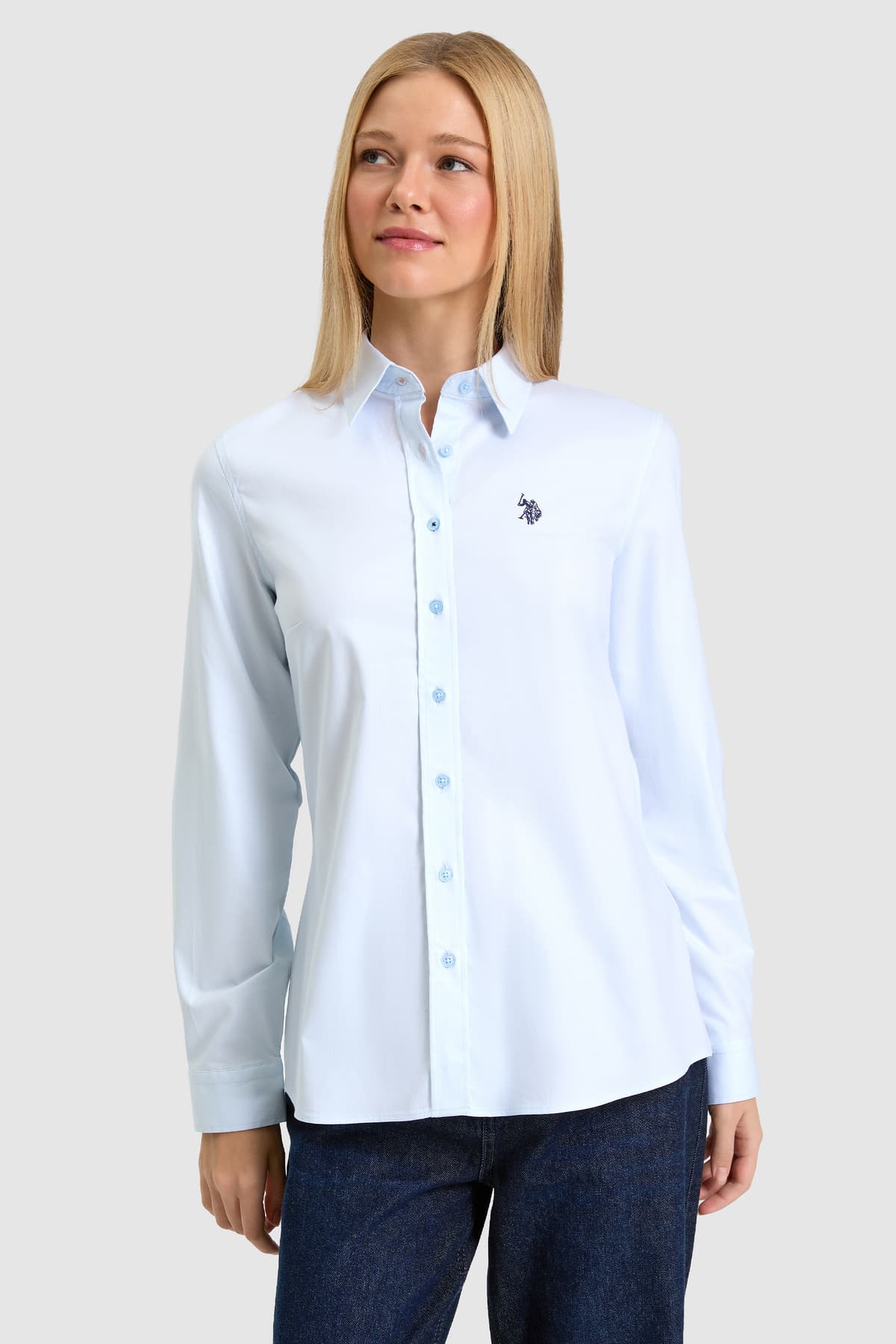 پیراهن زنانه U.S. Polo Assn. آبی روشن آستین بلند Basic مدل 50325479-VR003 پیراهن زنانه U.S. Polo Assn. آبی روشن آستین بلند Basic مدل 50325479-VR003
