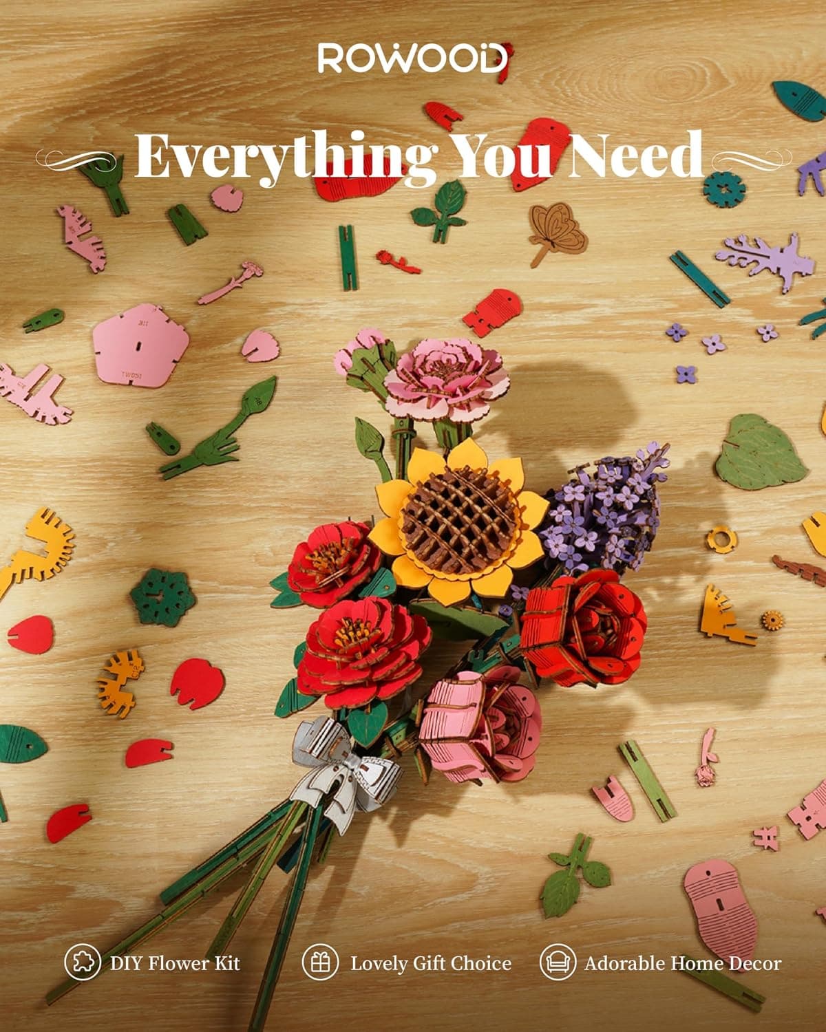 کیت ساخت گل مصنوعی چوبی بزرگسالان rowood طرح سوسن صورتی کیت ساخت گل مصنوعی چوبی بزرگسالان rowood طرح سوسن صورتی