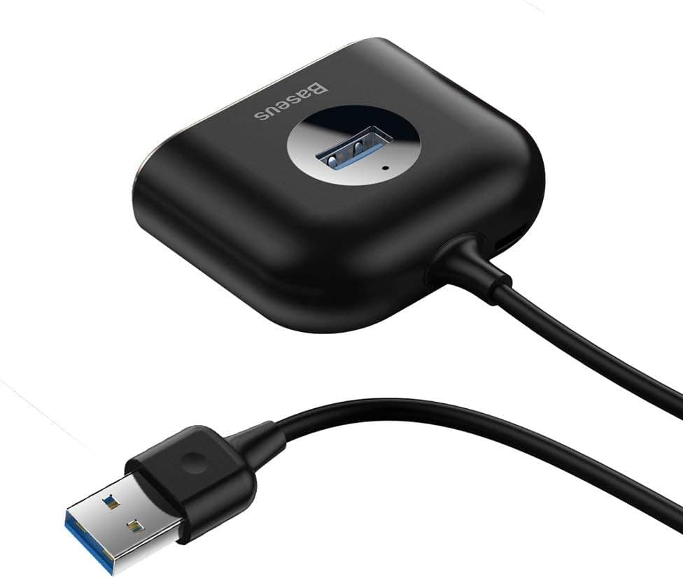 هاب USB چهارکاره Baseus Square round با 1×USB3.0 و 3×USB2.0، 1m، مشکی هاب USB چهارکاره Baseus Square round با 1×USB3.0 و 3×USB2.0، 1m، مشکی