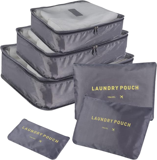 ست نظمدهنده چمدان 6Pcs و کیسه لباسشویی ضدآب سفری SKY-TOUCH خاکستری مدل 6974042151379 ست نظمدهنده چمدان 6Pcs و کیسه لباسشویی ضدآب سفری SKY-TOUCH خاکستری مدل 6974042151379