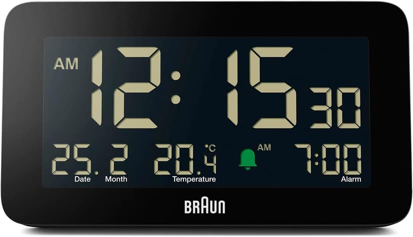ساعت زنگدار دیجیتال Braun نمایشگر تاریخ، ماه و دما مشکی مدل BC10B ساعت زنگدار دیجیتال Braun نمایشگر تاریخ، ماه و دما مشکی مدل BC10B