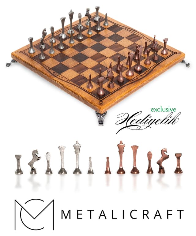 ست شطرنج فلزی Metalicraft صفحه 30x30cm چوب راش مهرههای آنتیک نسخه محدود مدل MC55 ست شطرنج فلزی Metalicraft صفحه 30x30cm چوب راش مهرههای آنتیک نسخه محدود مدل MC55