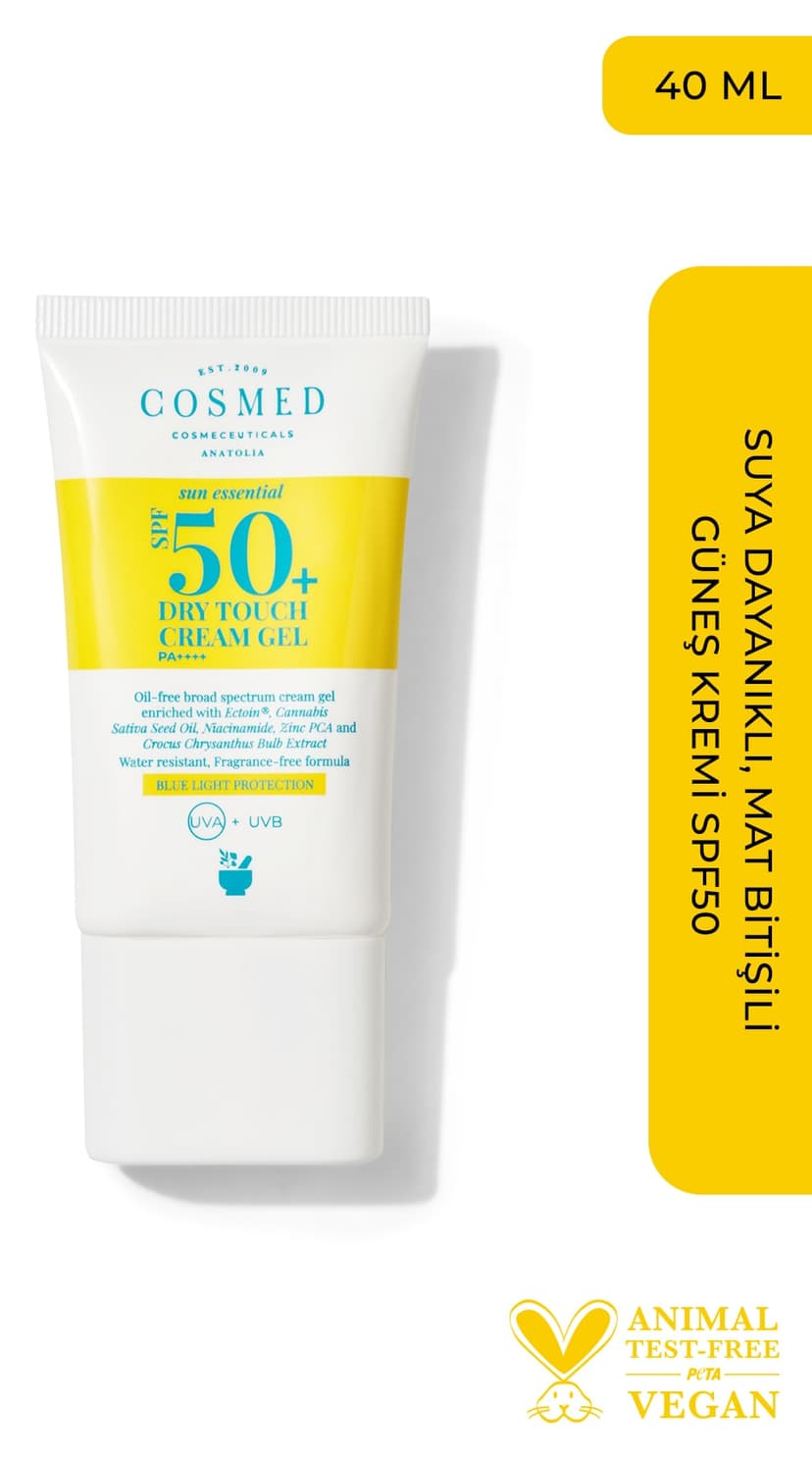 کرم ژل ضدآفتاب پوست چرب COSMED مقاوم در برابر آب با جلوه مات SPF50+ مدل SUN ESSENTIALS DRY TOUCH CREAM GEL کرم ژل ضدآفتاب پوست چرب COSMED مقاوم در برابر آب با جلوه مات SPF50+ مدل SUN ESSENTIALS DRY TOUCH CREAM GEL