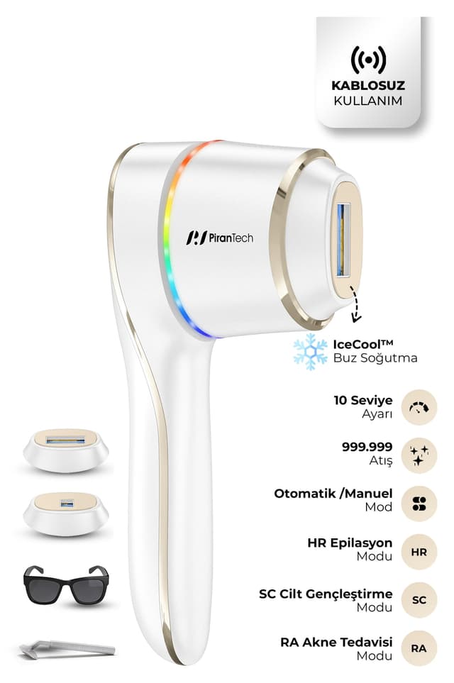 دستگاه اپیلاسیون لیزری IPL PiranTech با 999,999 شات، خنککننده یخی، 10 سطح، بیسیم و باسیم مدل BHRL-15 دستگاه اپیلاسیون لیزری IPL PiranTech با 999,999 شات، خنککننده یخی، 10 سطح، بیسیم و باسیم مدل BHRL-15