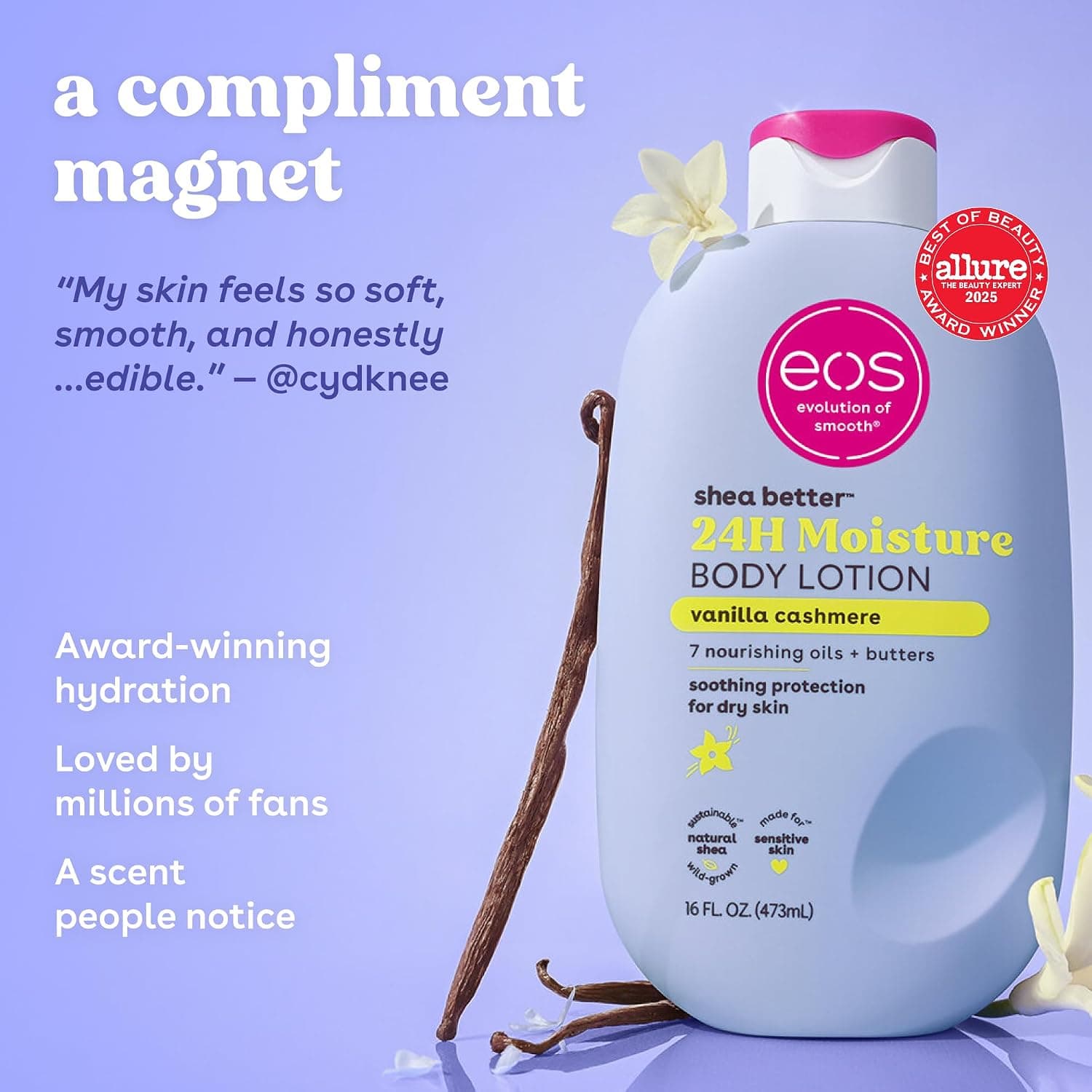 لوسیون بدن eos Shea Better Body وانیل کشمیر آبرسانی ۲۴ ساعته 16 fl oz لوسیون بدن eos Shea Better Body وانیل کشمیر آبرسانی ۲۴ ساعته 16 fl oz