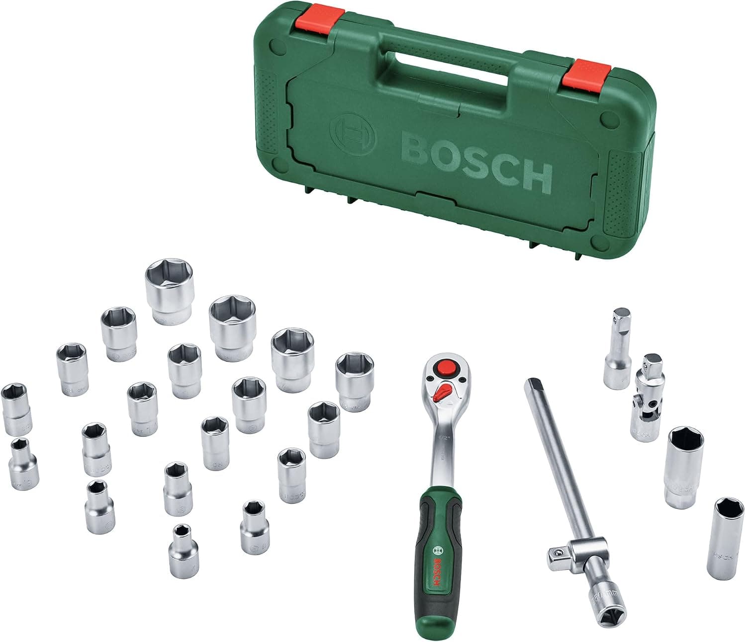 آچار جغجغهای 1/2 اینچ Bosch ست 25 پارچه با گشتاور تا 768 Nm آچار جغجغهای 1/2 اینچ Bosch ست 25 پارچه با گشتاور تا 768 Nm