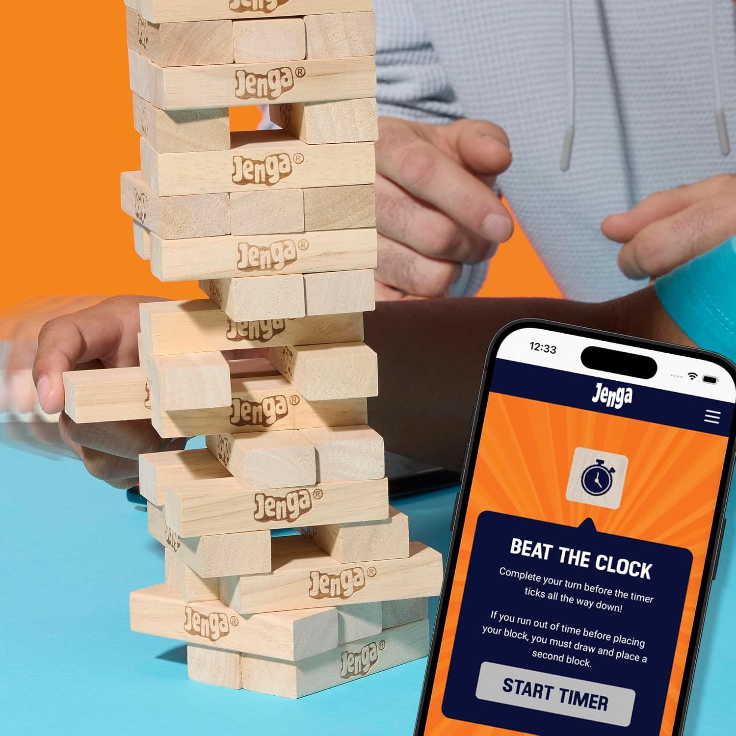 بازی تعادلی و ساخت برج چوبی برای ۶ سال به بالا Hasbro Gaming Jenga، ۱+ بازیکن بازی تعادلی و ساخت برج چوبی برای ۶ سال به بالا Hasbro Gaming Jenga، ۱+ بازیکن