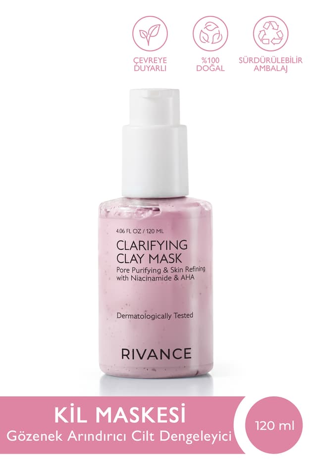 ماسک صورت خاک رس صورتی Rivance پاککننده و سفتکننده منافذ 120 ml ماسک صورت خاک رس صورتی Rivance پاککننده و سفتکننده منافذ 120 ml