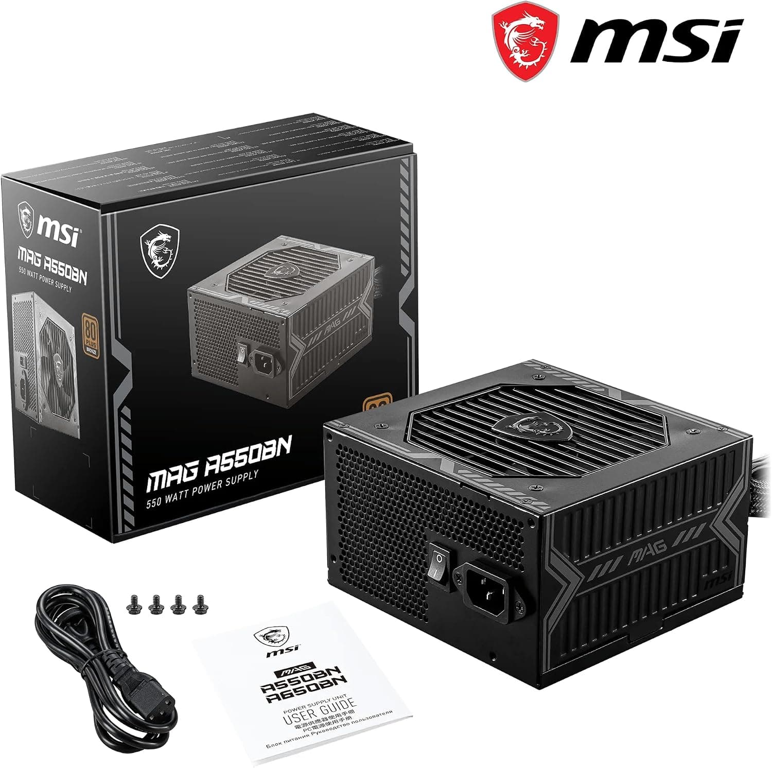 منبع تغذیه کامپیوتر MSI 550W 80 Plus Bronze با فن 120mm مدل MAG A550BNL منبع تغذیه کامپیوتر MSI 550W 80 Plus Bronze با فن 120mm مدل MAG A550BNL
