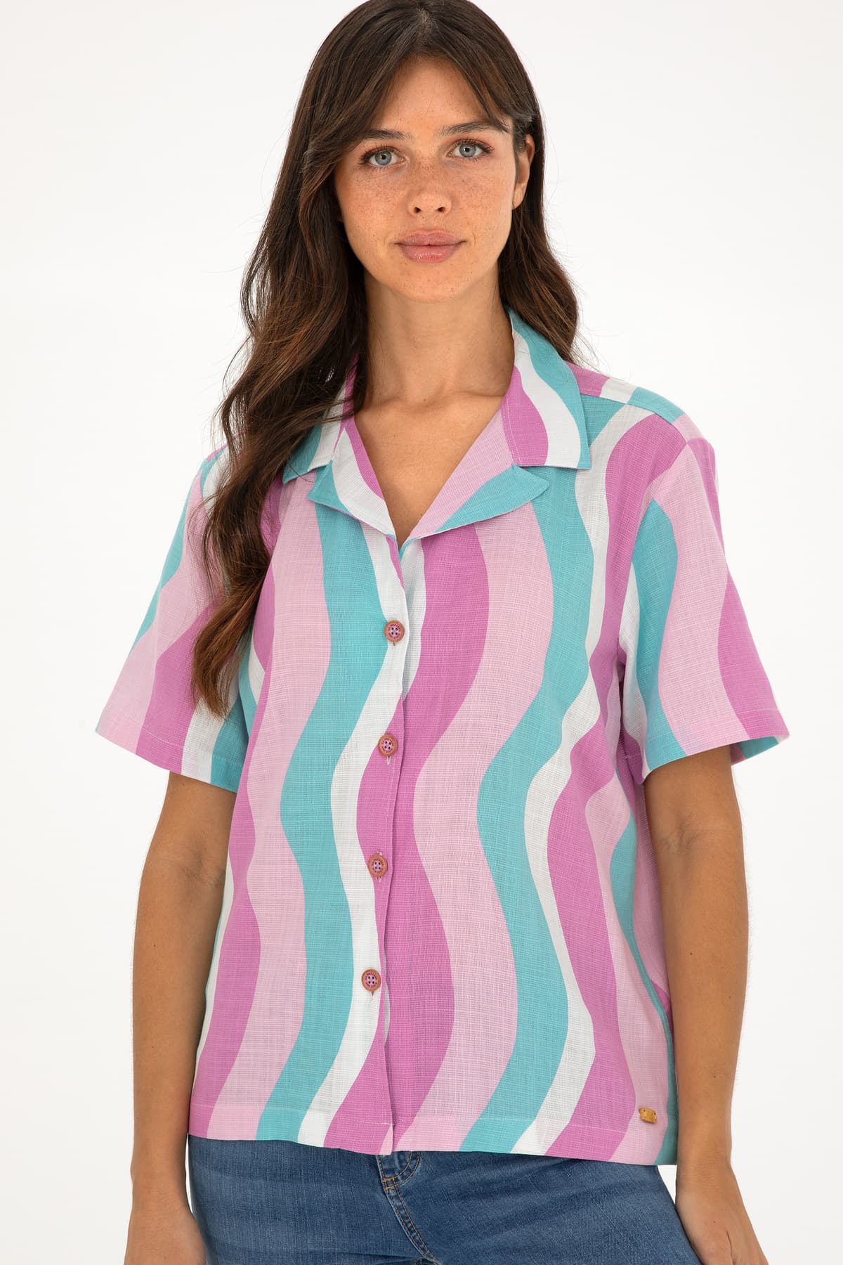 پیراهن زنانه U.S. Polo Assn. بنفش آستین کوتاه مدل 50288518-VR037 پیراهن زنانه U.S. Polo Assn. بنفش آستین کوتاه مدل 50288518-VR037