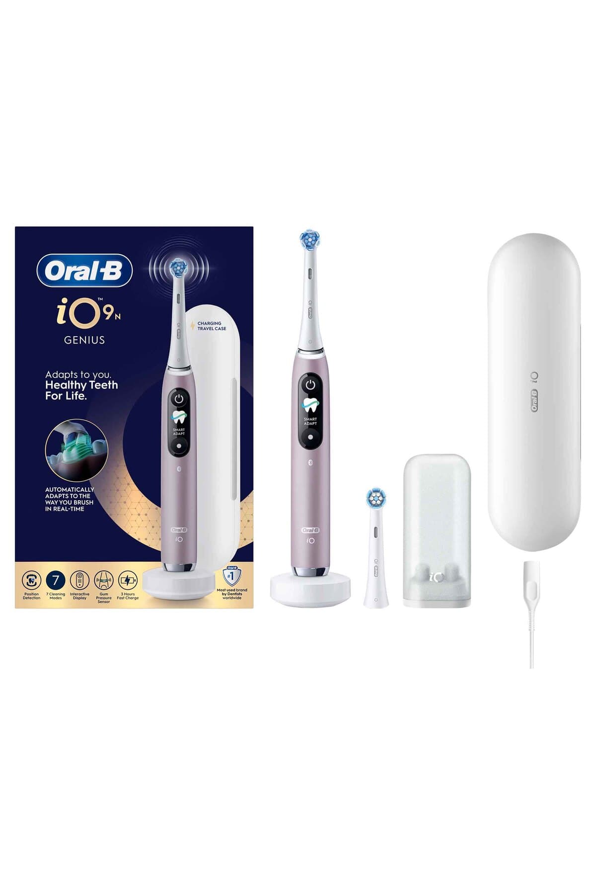 مسواک برقی Oral-B رز کوارتز مدل iO9 با 2 سری، شارژر مغناطیسی سریع، باتری بادوام و کیف سفری شارژر مسواک برقی Oral-B رز کوارتز مدل iO9 با 2 سری، شارژر مغناطیسی سریع، باتری بادوام و کیف سفری شارژر