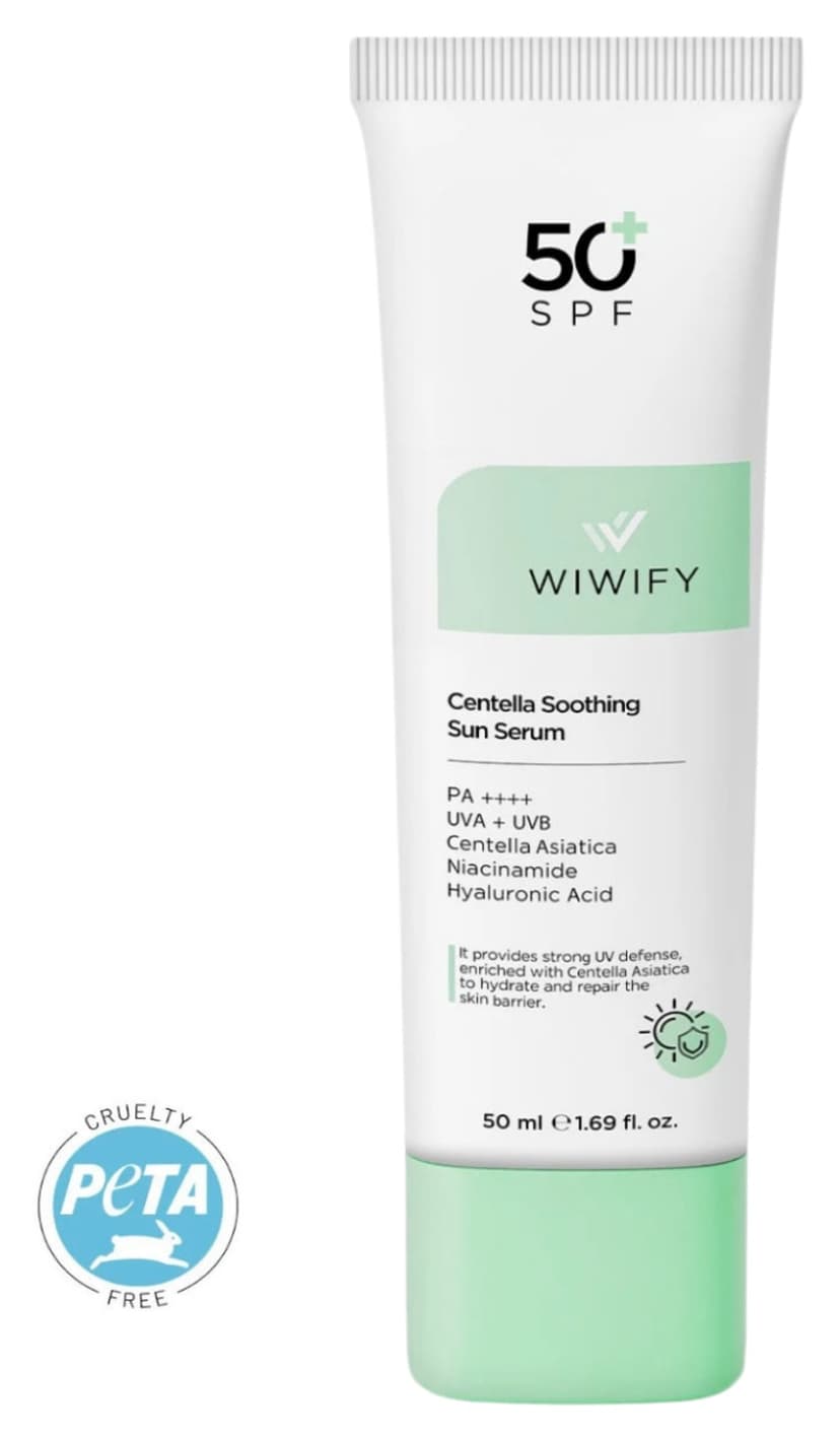 ضدآفتاب سرمی WIWIFY آرامبخش و ترمیمکننده با محافظت بالا Centella Soothing Sun Serum Spf 50+ Pa++++ 50ml ضدآفتاب سرمی WIWIFY آرامبخش و ترمیمکننده با محافظت بالا Centella Soothing Sun Serum Spf 50+ Pa++++ 50ml