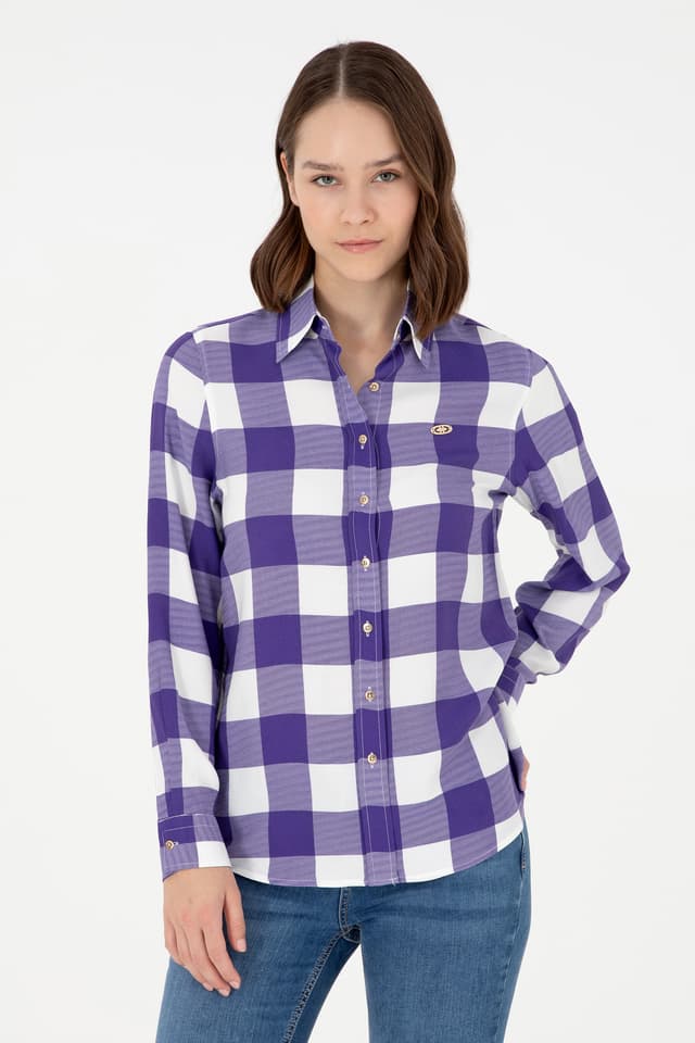 پیراهن زنانه U.S. Polo Assn. بنفش آستین بلند مدل 50291096-VR038 پیراهن زنانه U.S. Polo Assn. بنفش آستین بلند مدل 50291096-VR038