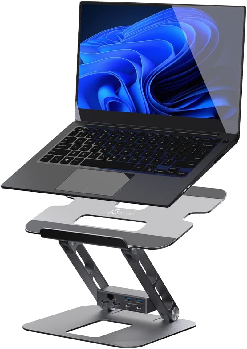پایه لپتاپ j5create با هاب نمایشگر دوگانه USB-C و HDMI مدل JTS427 پایه لپتاپ j5create با هاب نمایشگر دوگانه USB-C و HDMI مدل JTS427