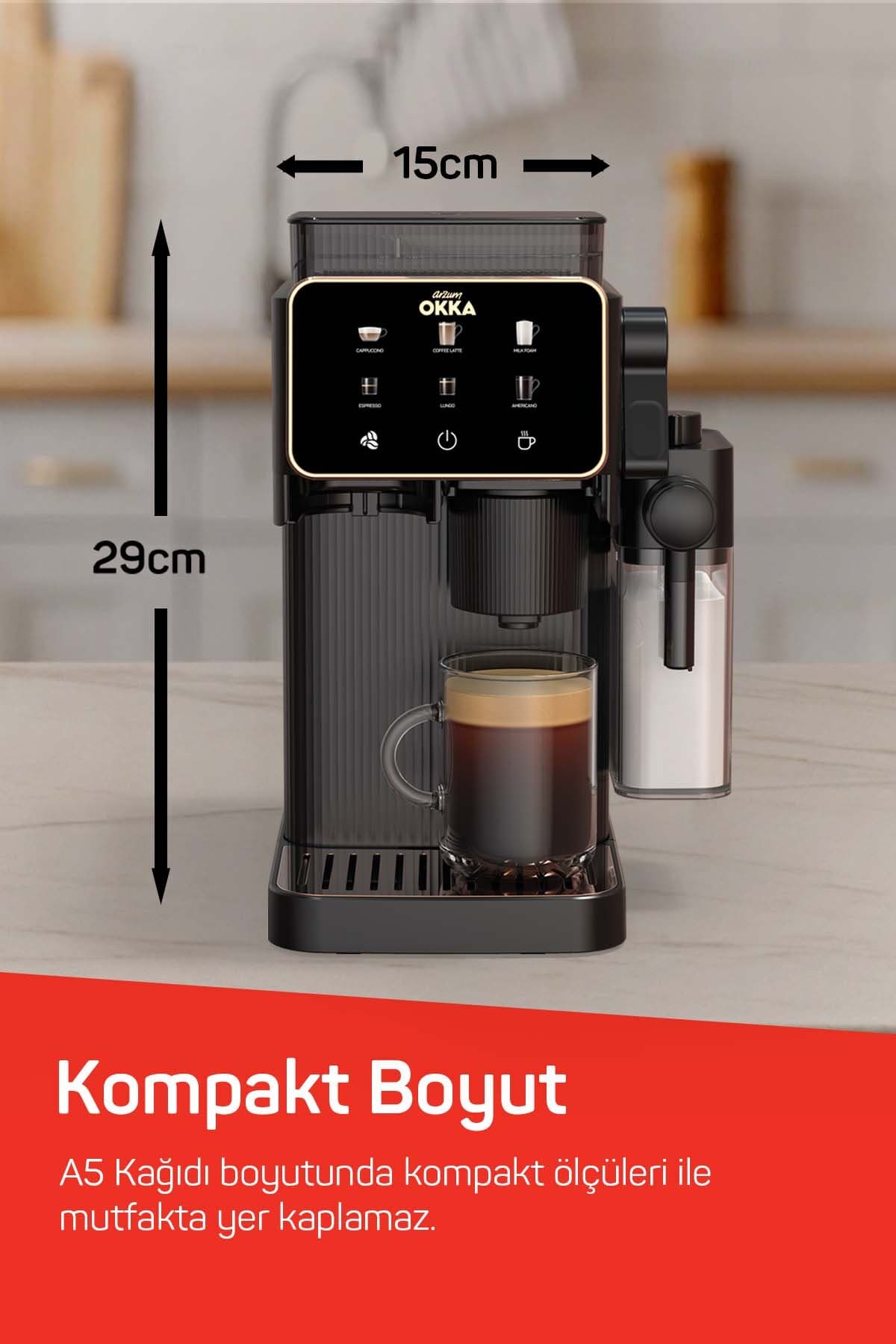 دستگاه اسپرسوساز Arzum مدل OK0047 Okka Barista Compact با مخزن شیر کروم دستگاه اسپرسوساز Arzum مدل OK0047 Okka Barista Compact با مخزن شیر کروم