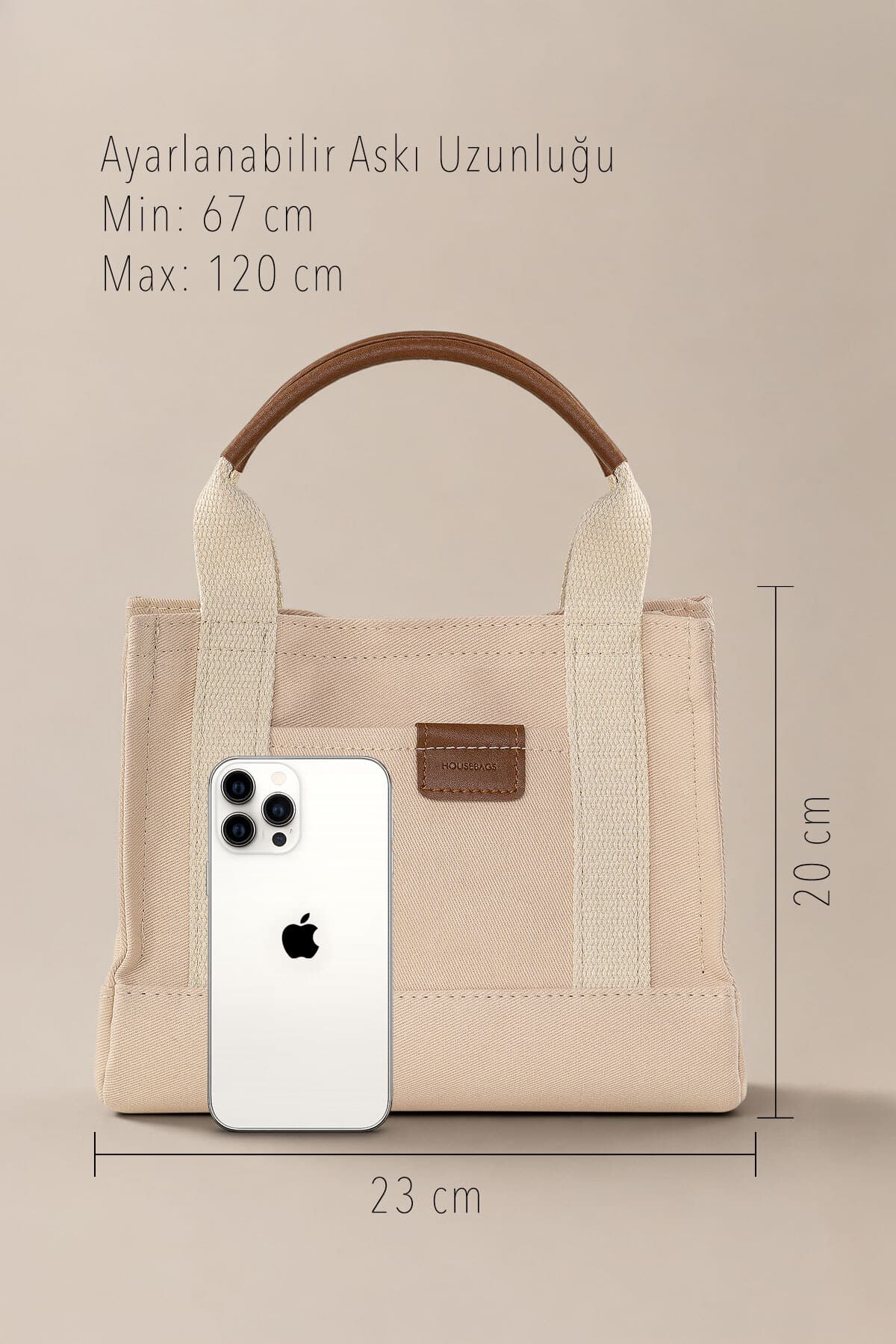 کیف توت زنانه Housebags کانواس کرم مدل 232 کیف توت زنانه Housebags کانواس کرم مدل 232