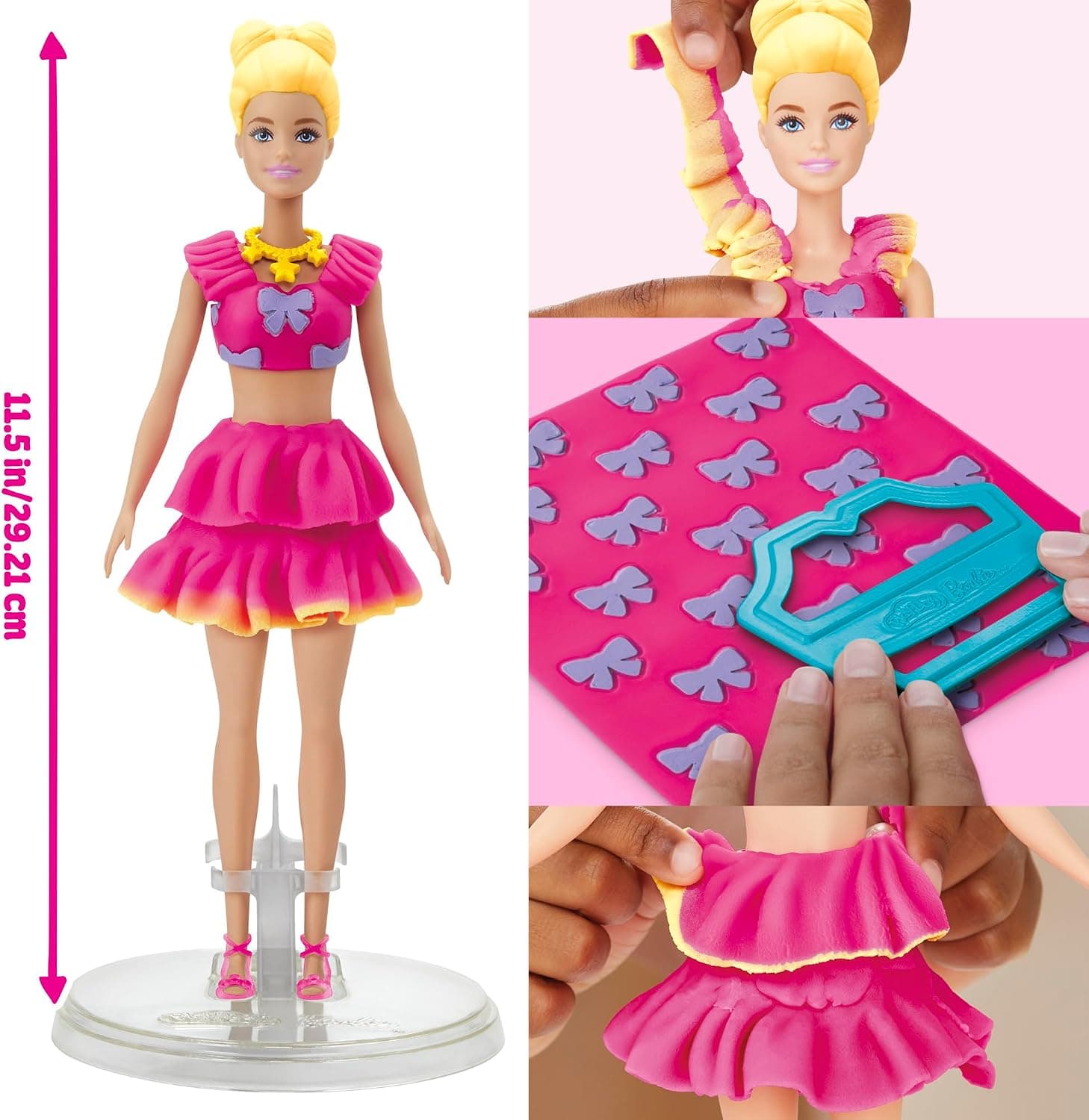 ست خمیربازی برای دختران و پسران 5+ Play-Doh Barbie با خمیر شکلدهی، لباس عروسک و 9 اکسسوری مد ست خمیربازی برای دختران و پسران 5+ Play-Doh Barbie با خمیر شکلدهی، لباس عروسک و 9 اکسسوری مد