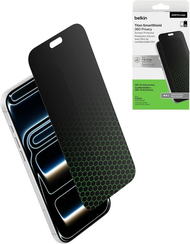 محافظ صفحه نمایش Belkin حریم شخصی Titan 360 iPhone 18 Pro Max / 17 Pro Max محافظ صفحه نمایش Belkin حریم شخصی Titan 360 iPhone 18 Pro Max / 17 Pro Max