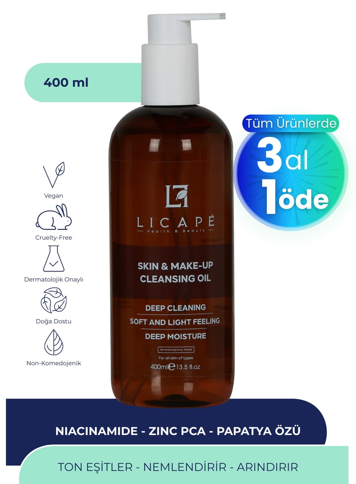روغن پاککننده دو مرحلهای پوست و آرایش Licape 400 ml روغن پاککننده دو مرحلهای پوست و آرایش Licape 400 ml