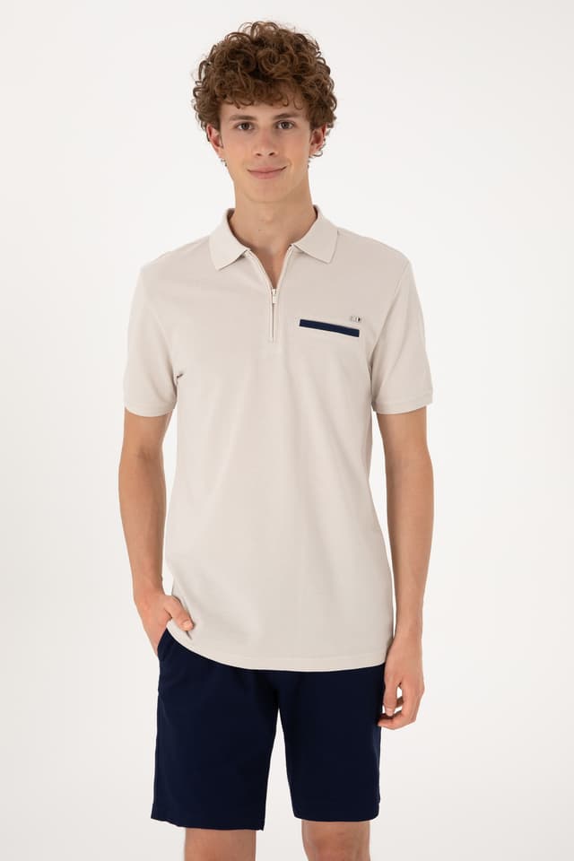 تیشرت مردانه U.S. Polo Assn. فیت معمولی زیپدار سنگی مدل 50306788-VR049 تیشرت مردانه U.S. Polo Assn. فیت معمولی زیپدار سنگی مدل 50306788-VR049
