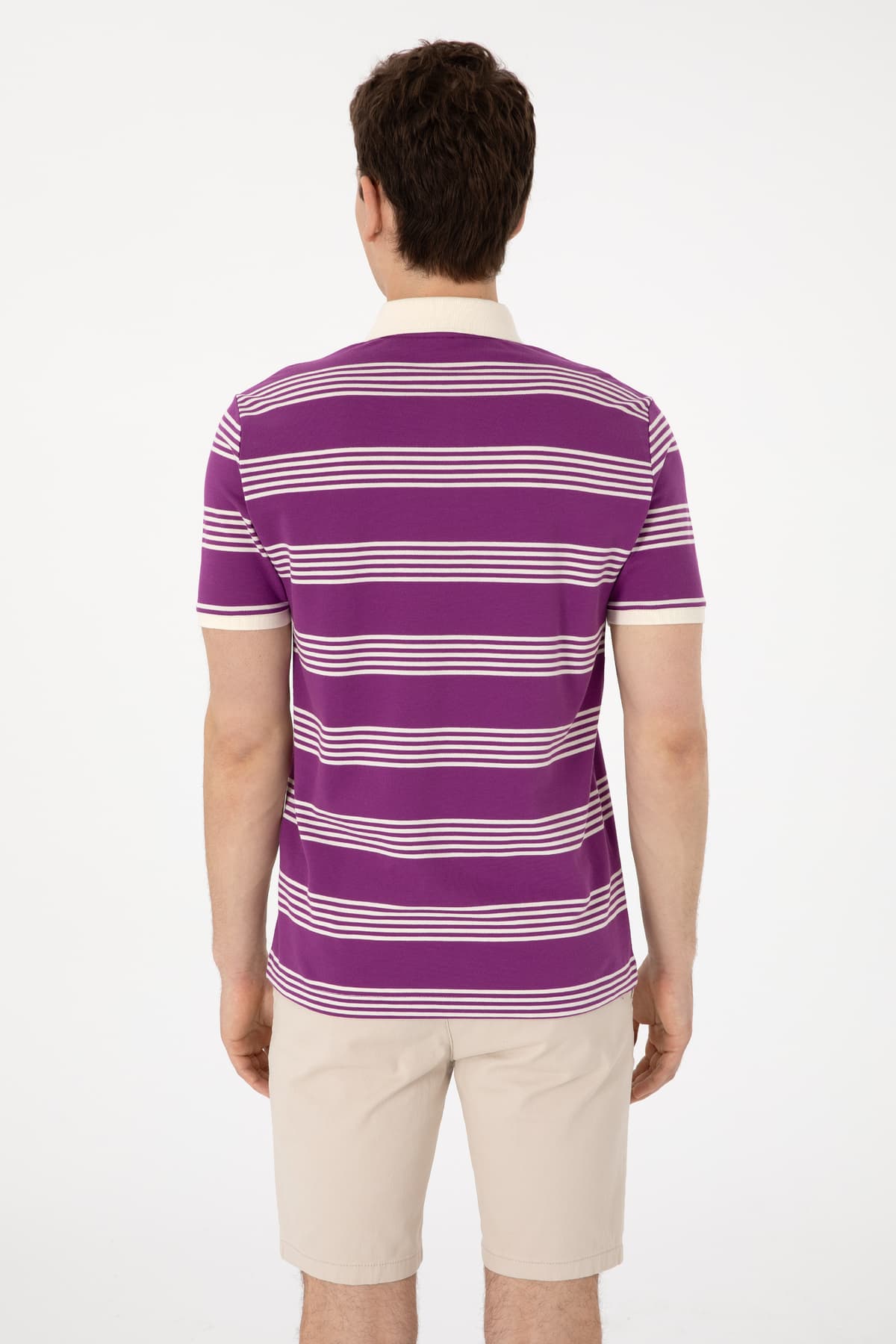 تیشرت مردانه U.S. Polo Assn. یقه پولو فیت معمولی راهراه بنفش مدل 50306826-VR037 تیشرت مردانه U.S. Polo Assn. یقه پولو فیت معمولی راهراه بنفش مدل 50306826-VR037