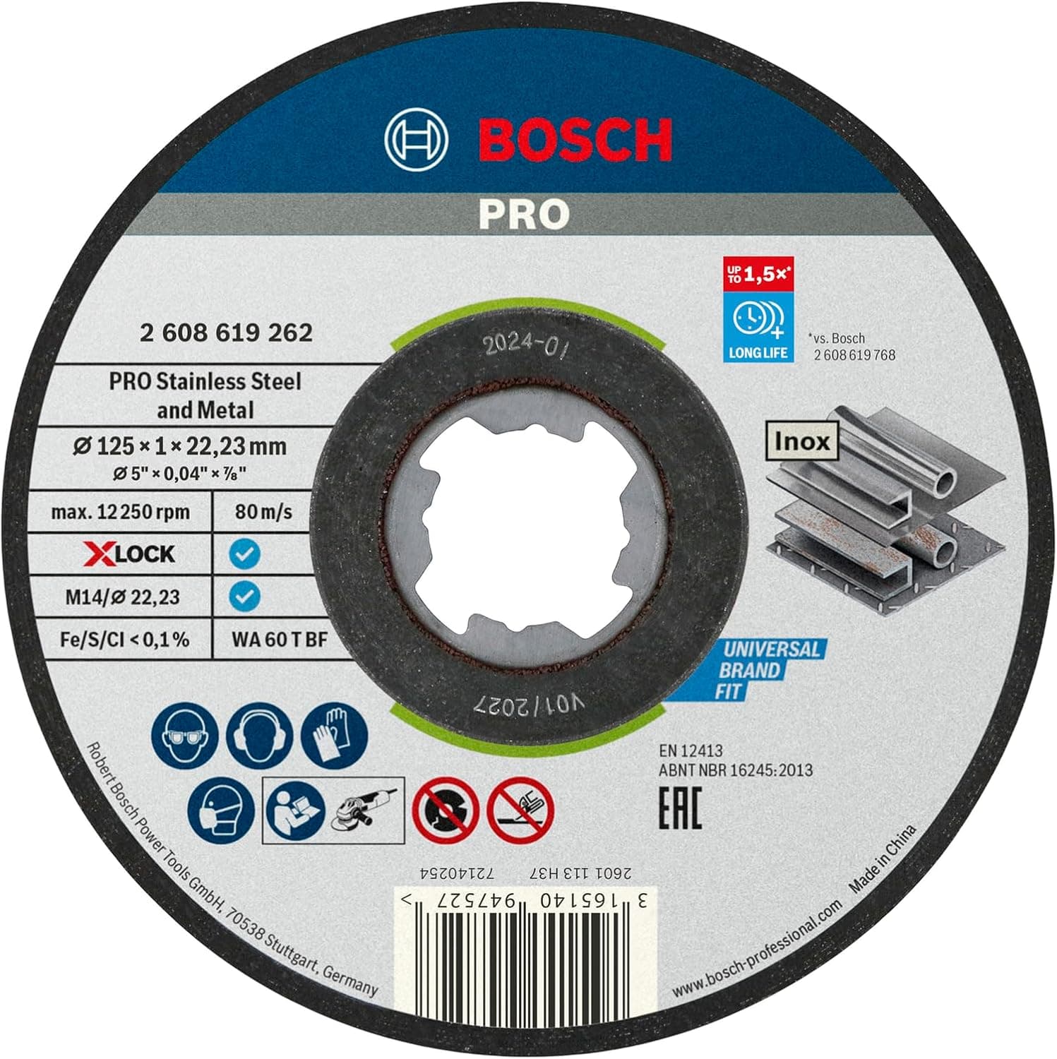 دیسک برش مستقیم BOSCH Professional بسته 10 عددی INOX 115 mm مدل 2608619266 دیسک برش مستقیم BOSCH Professional بسته 10 عددی INOX 115 mm مدل 2608619266