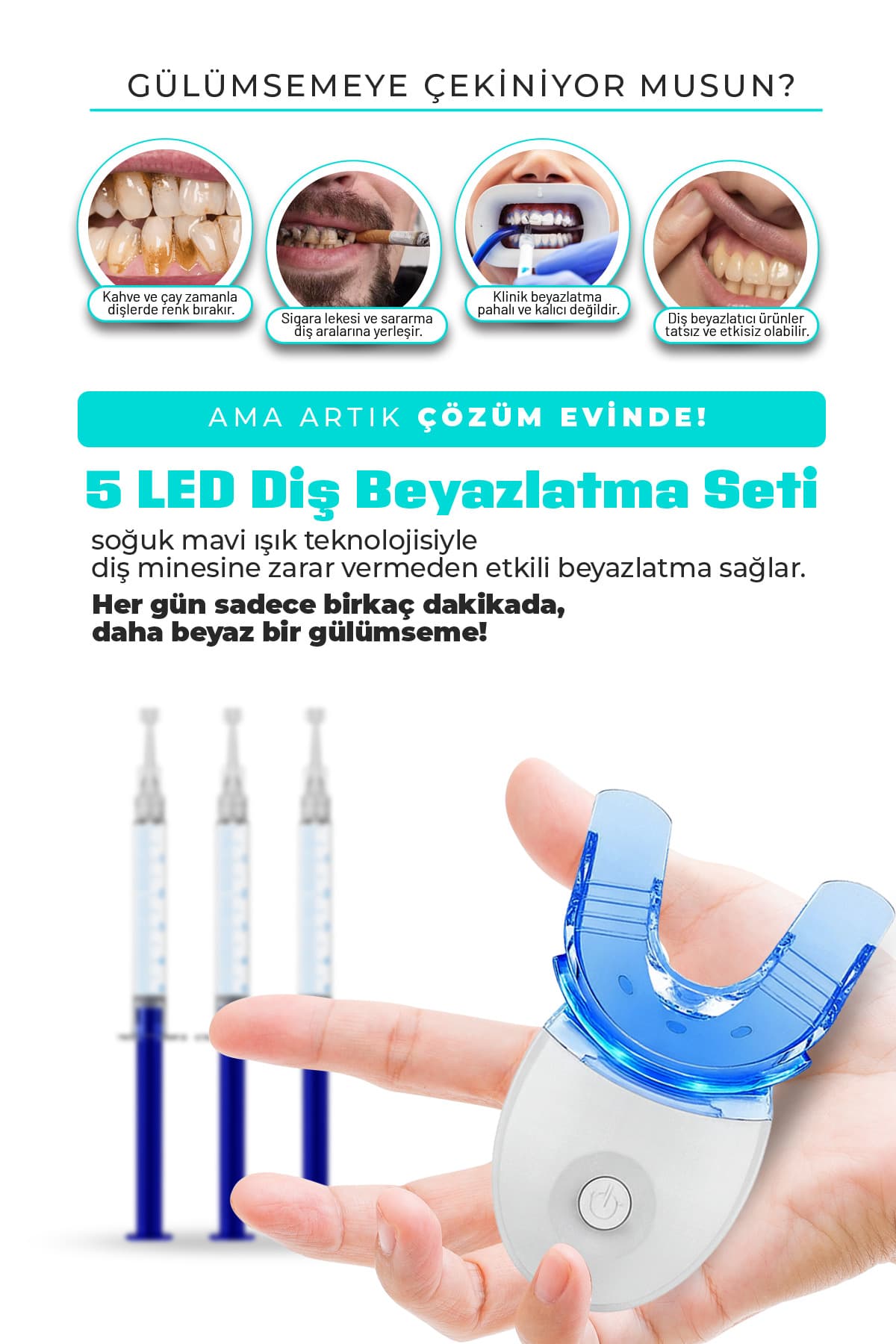 ست سفیدکننده دندان smileshop با 5 LED ست سفیدکننده دندان smileshop با 5 LED