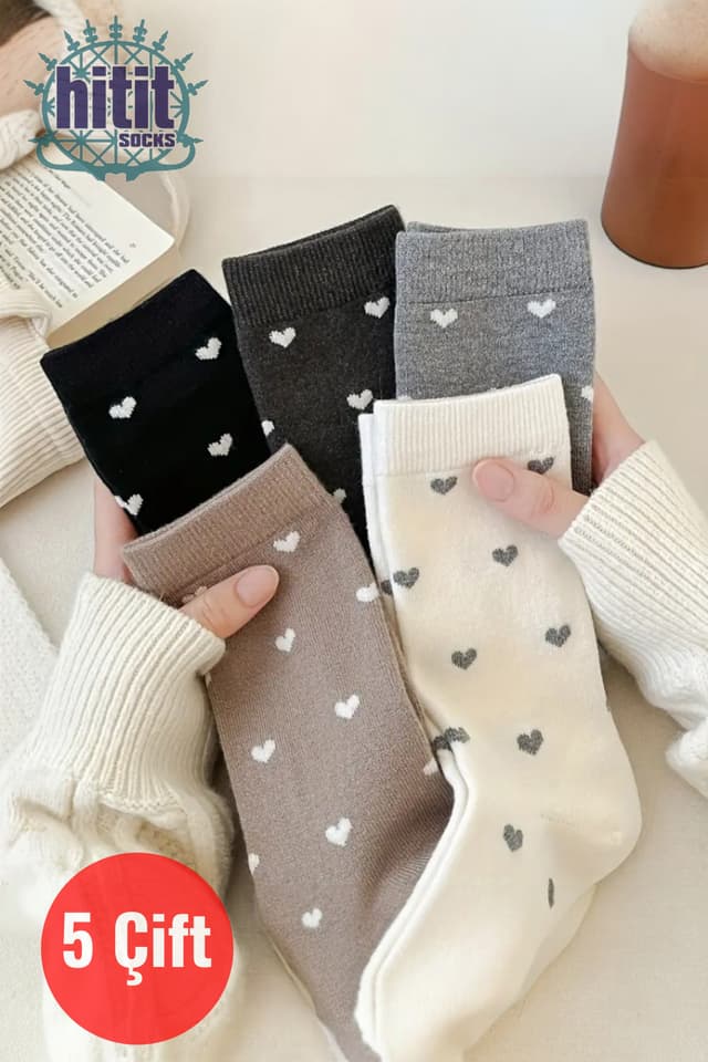 جوراب زنانه Hitit Socks طرح قلب تنیسی 5 جفت چندرنگ جوراب زنانه Hitit Socks طرح قلب تنیسی 5 جفت چندرنگ
