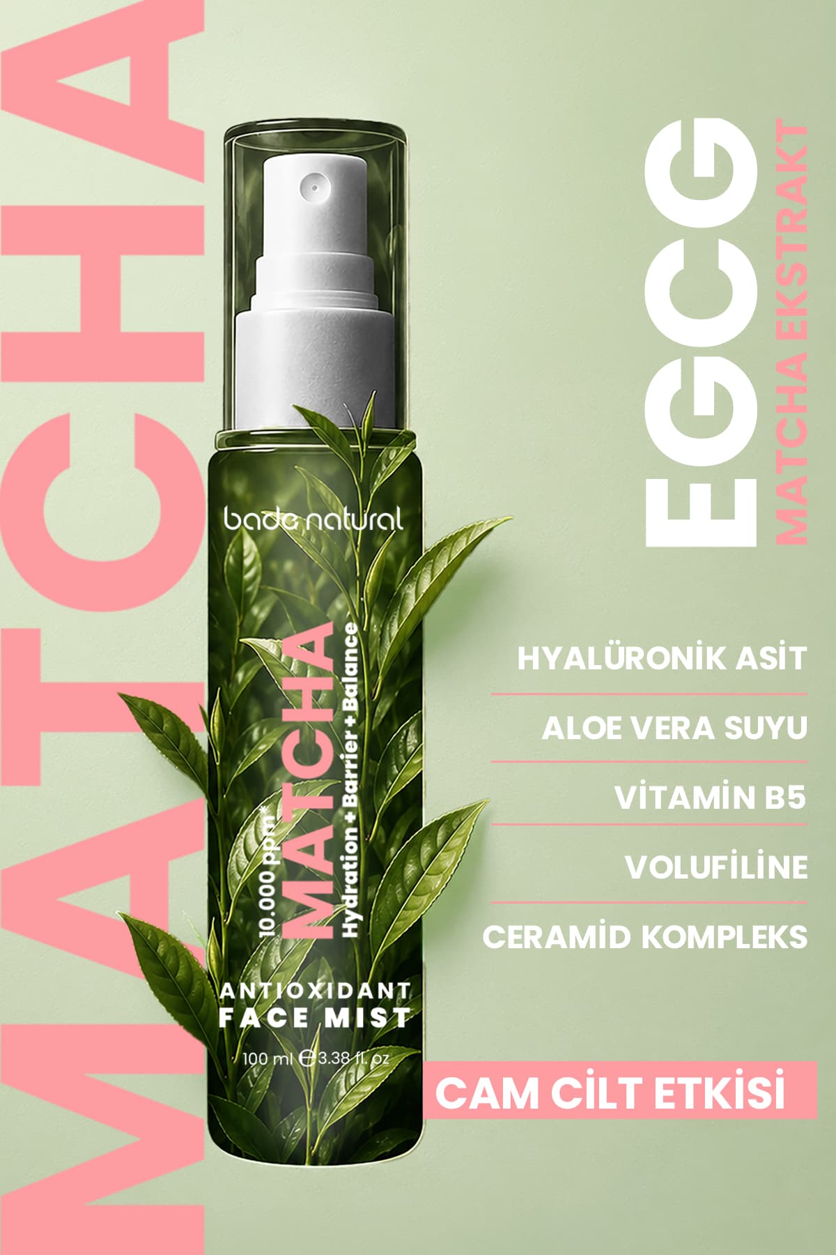 اسپری صورت Bade Natural Matcha آنتیاکسیدان Glass Skin آبرسان و طراوتبخش 100 ml اسپری صورت Bade Natural Matcha آنتیاکسیدان Glass Skin آبرسان و طراوتبخش 100 ml
