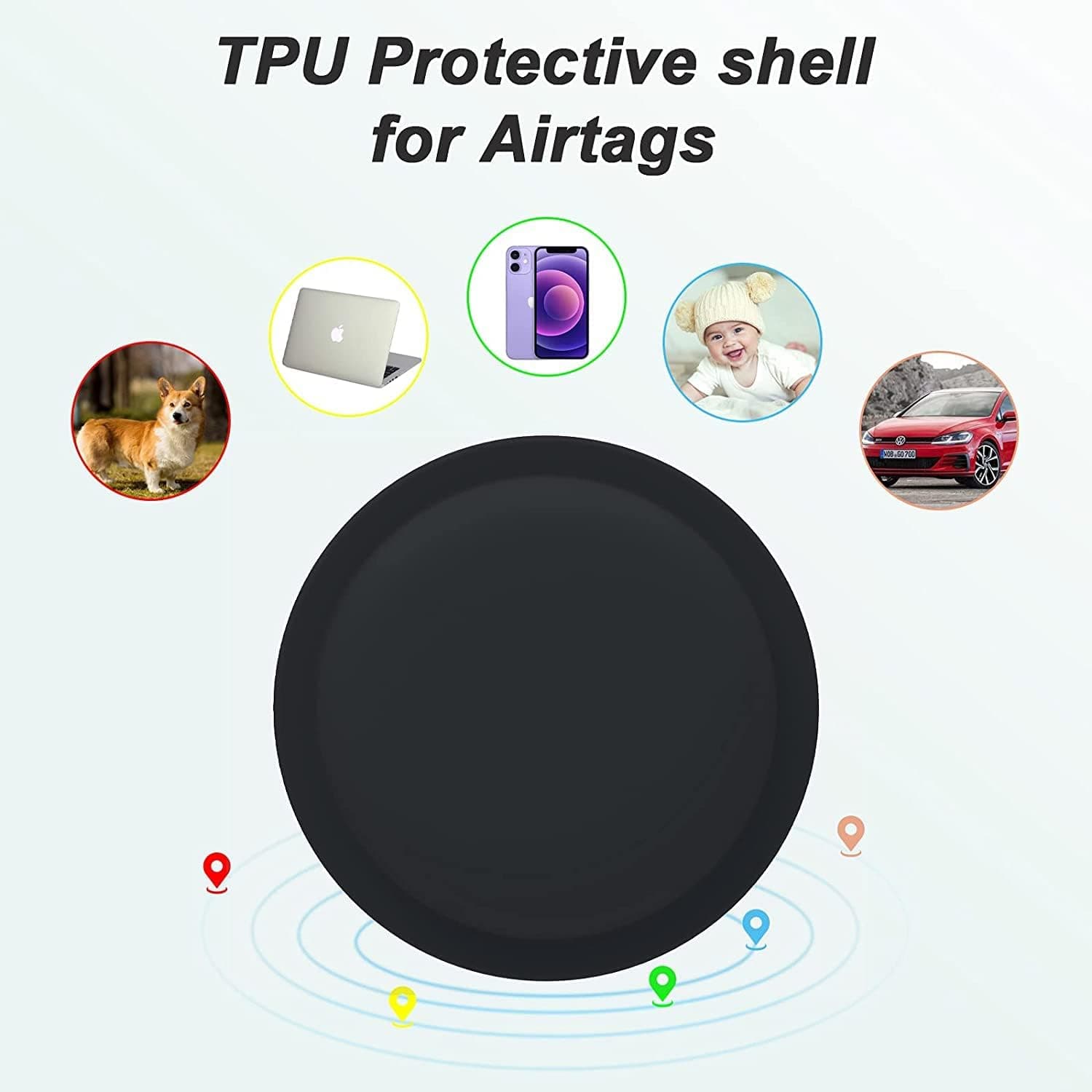 کاور AirTag کودکان ELECDON سیلیکونی چسبی مخفی ضدآب و ضدخش مناسب Apple AirTag 2 Packs مشکی کاور AirTag کودکان ELECDON سیلیکونی چسبی مخفی ضدآب و ضدخش مناسب Apple AirTag 2 Packs مشکی