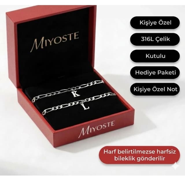 ست دستبند زوجی Miyoste استیل ضدتیرگی دو زنجیره حروفدار ست دستبند زوجی Miyoste استیل ضدتیرگی دو زنجیره حروفدار