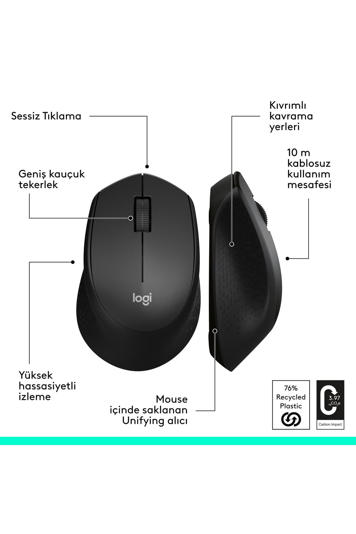 ماوس بیسیم اپتیکال بیصدای مشکی logitech مدل M330 کد 910-004909 ماوس بیسیم اپتیکال بیصدای مشکی logitech مدل M330 کد 910-004909
