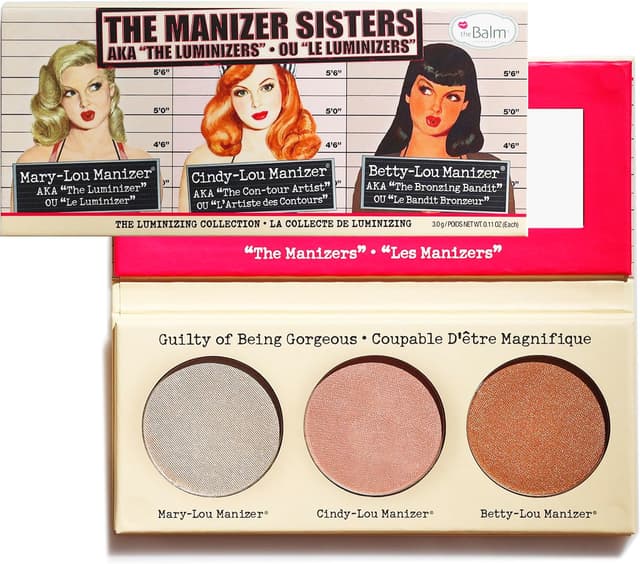 هایلایتر theBalm مدل The Manizer Sisters Betty Lou Manizer و Cindy Mary Manizer 3X3G/0.11Oz هایلایتر theBalm مدل The Manizer Sisters Betty Lou Manizer و Cindy Mary Manizer 3X3G/0.11Oz