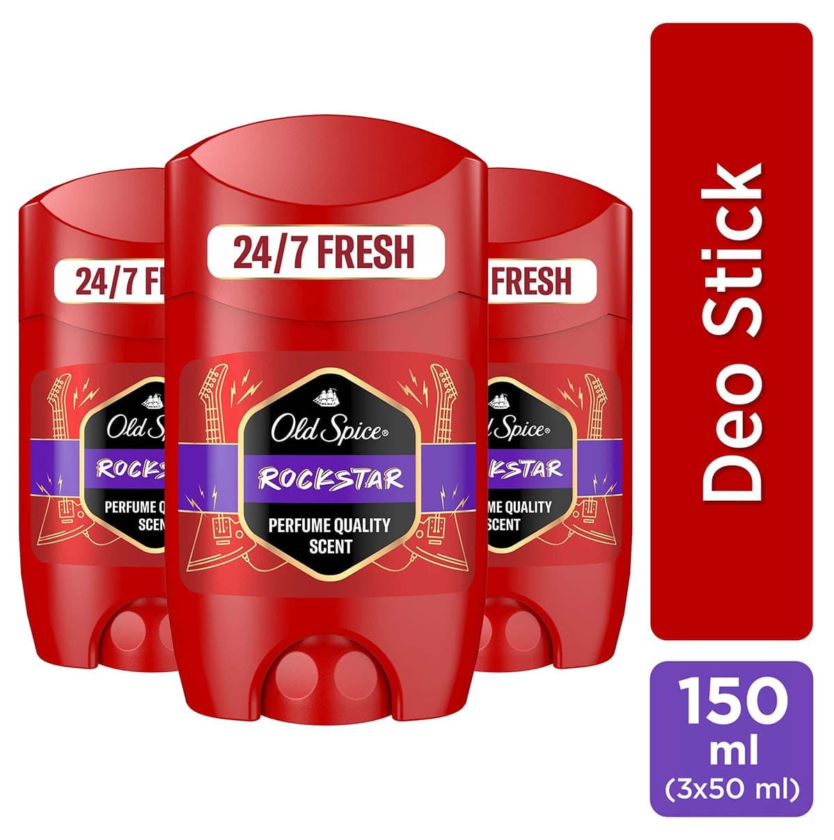 استیک دئودورانت مردانه Old Spice رایحه Rockstar مدل 50 ml x3 استیک دئودورانت مردانه Old Spice رایحه Rockstar مدل 50 ml x3