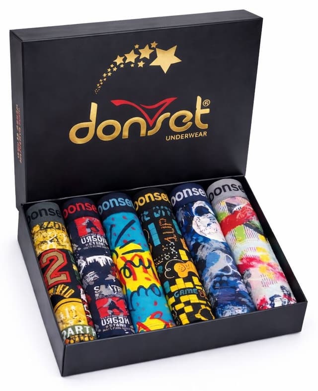 شورت باکسر مردانه طرحدار donset بسته ۶ عددی با جعبه ویژه شورت باکسر مردانه طرحدار donset بسته ۶ عددی با جعبه ویژه