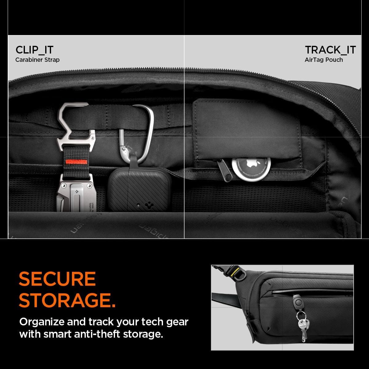 کیف کراسبادی Spigen Life Klasden مدل KD410 ضدآب Cordura مشکی کیف کراسبادی Spigen Life Klasden مدل KD410 ضدآب Cordura مشکی